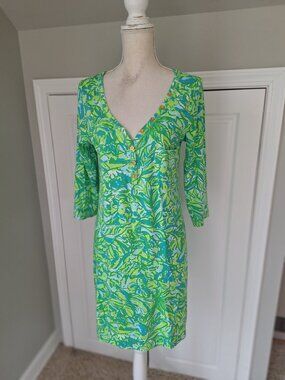 Lilly Pulitzer Palmira Dress in Fresh Citrus Green Parrot pattern Large